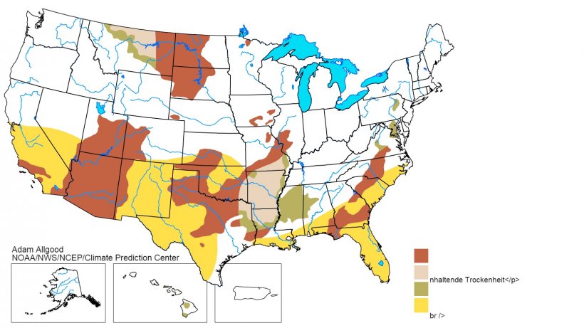 Jahreszeitlich bedingte Trockenheit in den USA: 21. Dezember - 31. M&auml;rz 2018
