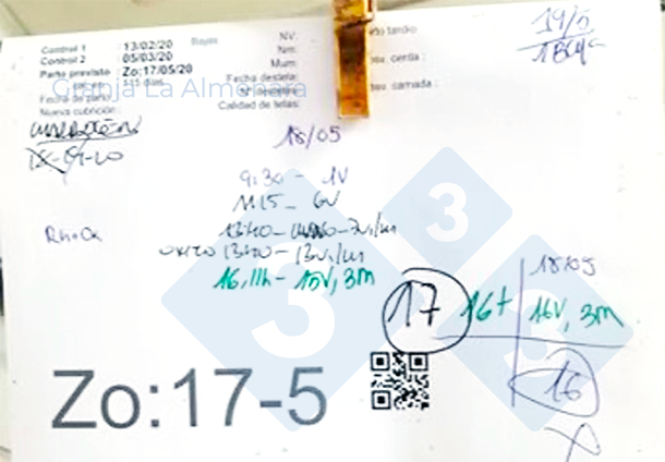 Foto 10: QR-Codes auf den Registerkarten der Sauen zur Erleichterung der Dateneingabe
