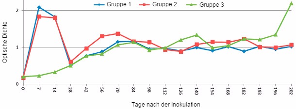 IgM-Reaktion bei jungen Schweinen nach experimenteller PRRSV-Infektion